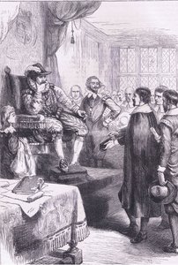 Puriteinen voor James I, illustratie uit Cassell