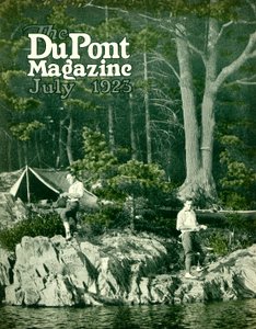 Pyralin gaat vissen, vooromslag van het DuPont Magazine, juli 1923 door American School