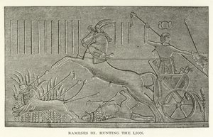Ramses III jaagt op de leeuw door American School