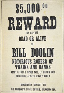 Beloningsposter voor Bill Doolin (1858-96)