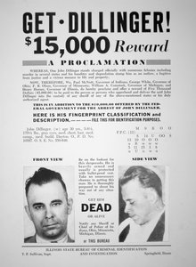 Beloningsposter voor John Dillinger