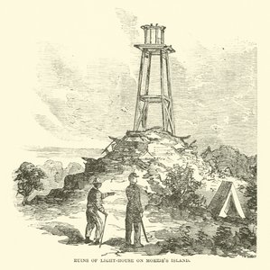Ruïnes van de vuurtoren op Morriss Island, juli 1863