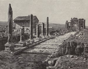 Ruïnes van de Romeins-Berberse stad Timgad (oud Thamugas), Algerije (gravure) door American School