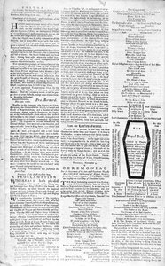 Tweede pagina van de Boston Evening Post met aankondiging van de dood van koning George II (1683-1760), 5 januari 1761 (prent) door American School