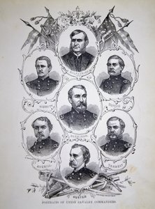 Zeven portretten van prominente cavaleriecommandanten van het Unie Leger door American School