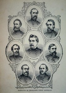 Zeven portretten van prominente generaals van het Union Army