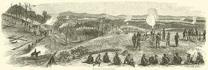 Beschieting van de spoorweg bij Resaca, mei 1864 door American School