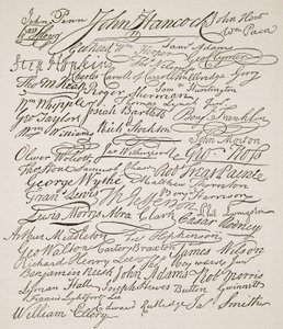 Handtekeningen onder de Onafhankelijkheidsverklaring, 1776, illustratie uit Cassells Geïllustreerde Geschiedenis van Engeland door American School