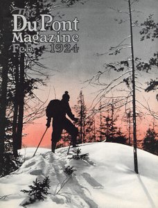 Skiën, voorpagina van het DuPont Magazine, februari 1924 door American School