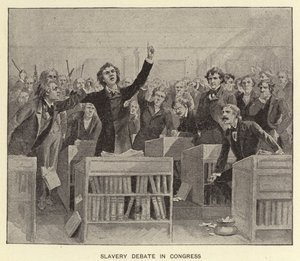 Slavernijdebat in het Congres (litho) door American School