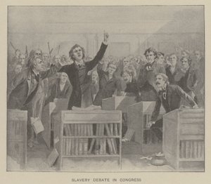 Slavernijdebat in het Congres (litho) door American School