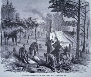 Soldatengraf in het kamp bij Falmouth, Virginia