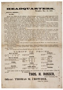 Speciale Order nr. 357 publiceert voedselprijzen om speculatie te voorkomen, 23 mei 1862 door American School