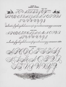 Standaardletters; Dameshand; Hele Arm Hoofdletters (gravure) door American School