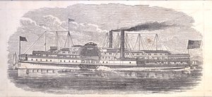 Stoomschip Drew, Ticket voor de Peoples Evening Line, Albany naar New York, verso door American School