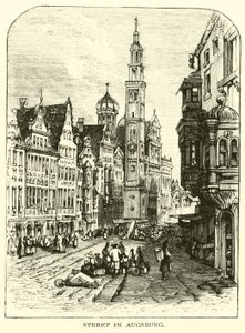 Straat in Augsburg door American School