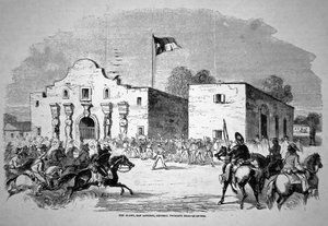 Het Alamo fort in San Antonio, hoofdkwartier van generaal Twiggs (1790-1862) door American School