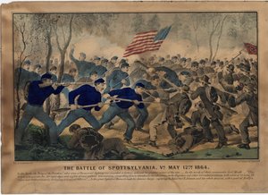 De Slag bij Spottsylvania, Va. 12 mei 1864, uitgegeven door Currier & Ives, ca. 1864