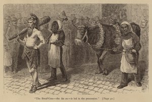 "De Boeuf-Gras, de vette os, wordt in de processie geleid" door American School