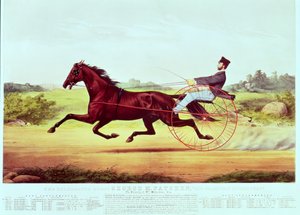 Het beroemde paard, George M. Patchen, de kampioen van de renbaan, gegraveerd door Nathaniel Currier en James Merritt Ives, 1860