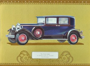 De Club Sedan, een Custom Eight van Packard, gepubliceerd in 1930 (kleurenlitho) door American School