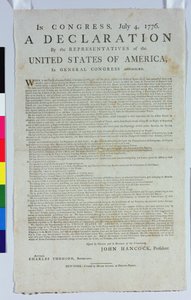 De Onafhankelijkheidsverklaring, gedrukt door Hugh Gaine, 1776 door American School