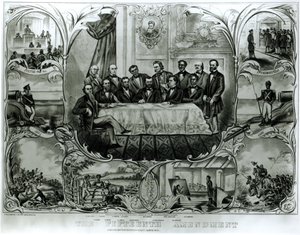 Het vijftiende amendement, ondertekend door president Ulysses S. Grant (1822-85) maart 1870 door American School
