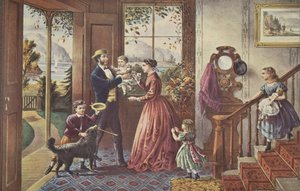 De vier seizoenen van het leven - Middelbare leeftijd, Het seizoen van kracht, uitgegeven 1868, Currier & Ives