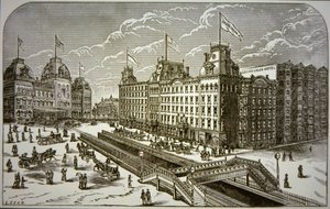 Het Grand Union Hotel, New York City (litho) door American School