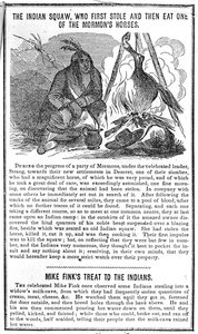 De Indiaanse Squaw die eerst een van de paarden van de Mormonen stal en daarna opat, uit Crocketts Almanak, 1852