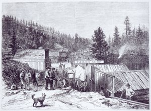 De Indiase Oorlog, Deadwood City, Black Hills van Dakota, van een foto door S. J. Morrow door American School