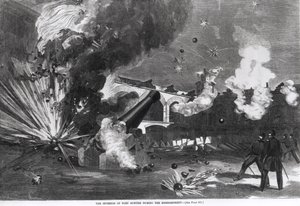 Het interieur van Fort Sumter tijdens het bombardement, 12 april 1861, uit 
