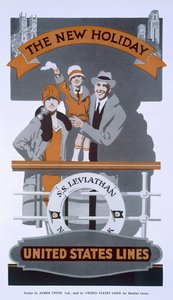 De Nieuwe Vakantie, advertentie voor United States Lines, SS Leviathan, 1920s door American School
