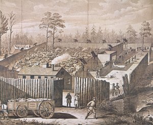 Het krijgsgevangenenkamp in Andersonville door American School