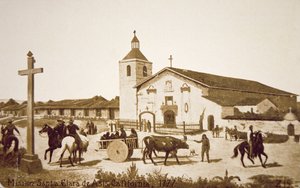 De Spaanse missie, Santa Clara de Asis, Californië in 1777 door American School