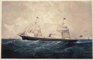 De stoomboot Manhattan (olieverf op doek) door American School
