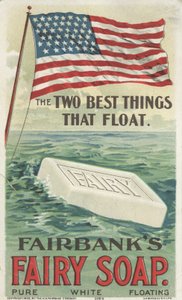 De twee beste dingen die drijven, advertentie voor Fairbanks floating Fairy Soap, 1898