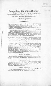 De Bill of Rights van de Verenigde Staten, voltooid 1789 door American School