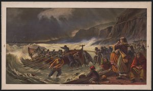 Het vertrek, het lanceren van de reddingsboot, c.1878