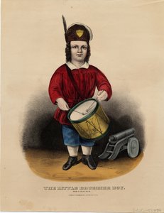 De kleine trommeljongen: rub-a-dub-dub, uitgegeven door Currier & Ives, ca. 1860