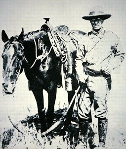 Theodore Roosevelt met zijn paard, c.1885 door American School