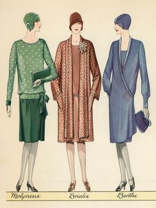 Drie Flappers Modelleren Franse Ontwerpen