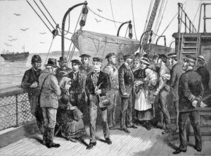 Amerikaanse gezondheidsambtenaren op een emigrantenschip, Quarantine Point, New York