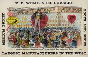 Uncle Sam houdt toespraak op wereldtentoonstelling