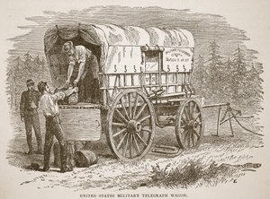 Militaire telegraafwagen van de Verenigde Staten, uit een boek gepubliceerd in 1896 door American School