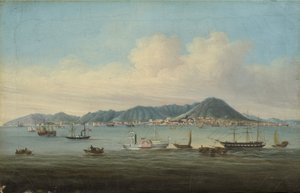 Uitzicht op Hong Kong, 1850 door American School