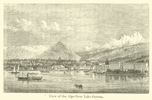 Uitzicht op de Alpen vanaf het Meer van Genève door American School