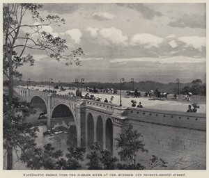 Washington Bridge over de Harlem River bij Honderdtweeënzeventigste Straat door American School