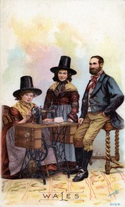 Welshe familie gegroepeerd rond een Singer naaimachine, ca. 1893 door American School
