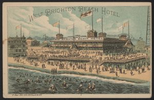 West Brighton Beach Hotel, VS (gekleurde gravure) door American School